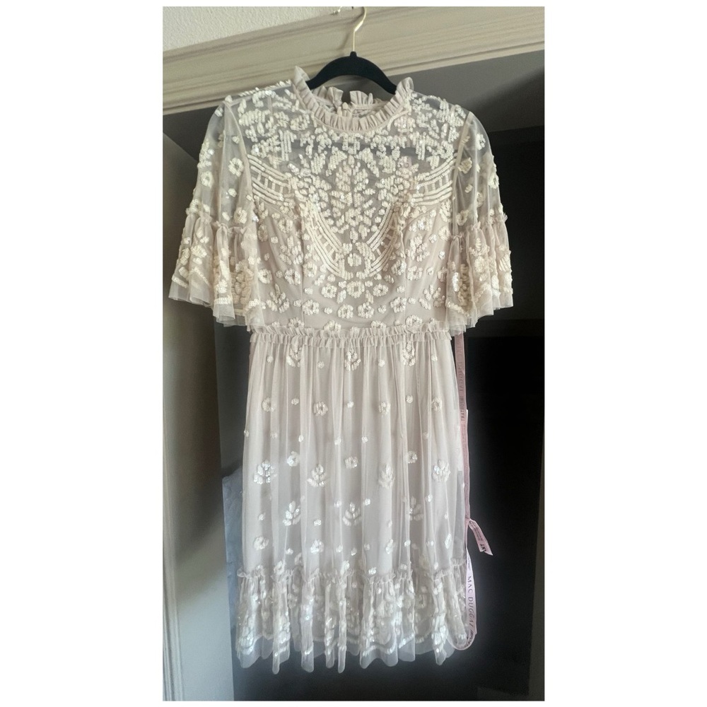 Mac Duggal 9143 Short Sleeve Cocktail Party Dress Nude SIZE 4 NWT - Picture 5 of 9